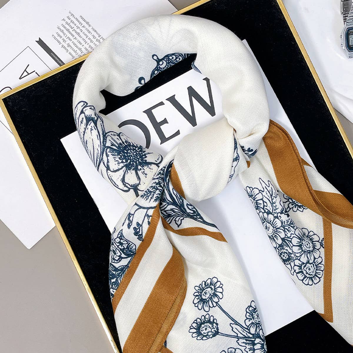 FLORAL SQUARE SCARF ELEGANT WRAP_CWASC0901