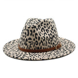 Woolen Jazzhat Withwide Brim Leopard Print Felt Hat_Cwah2599