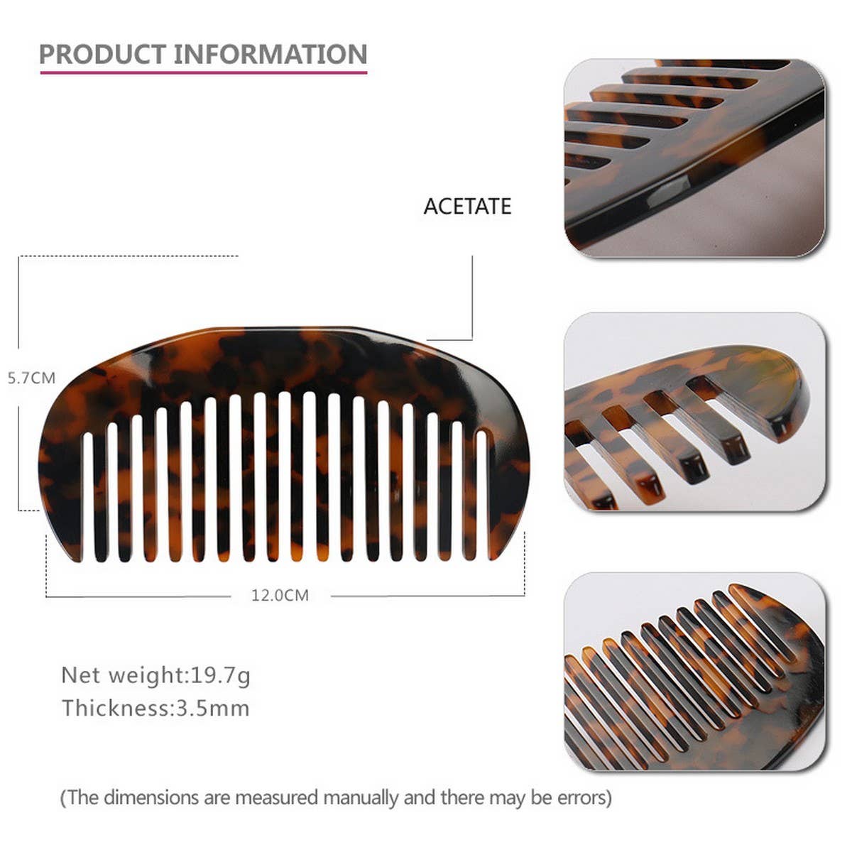 ACETATE 4MM PLATE HAIR COMB ANTI STATIC COMB_CWAHA4181