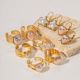 STAINLESS STEEL MAGIC PEARL RINGS EARRINGS_CWAJE0624