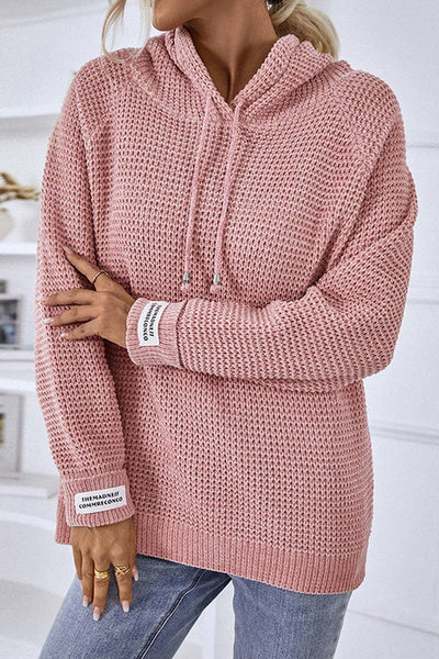 Cwohol0399_Casual V-Neck Hoodie Long Sleeve Sweater