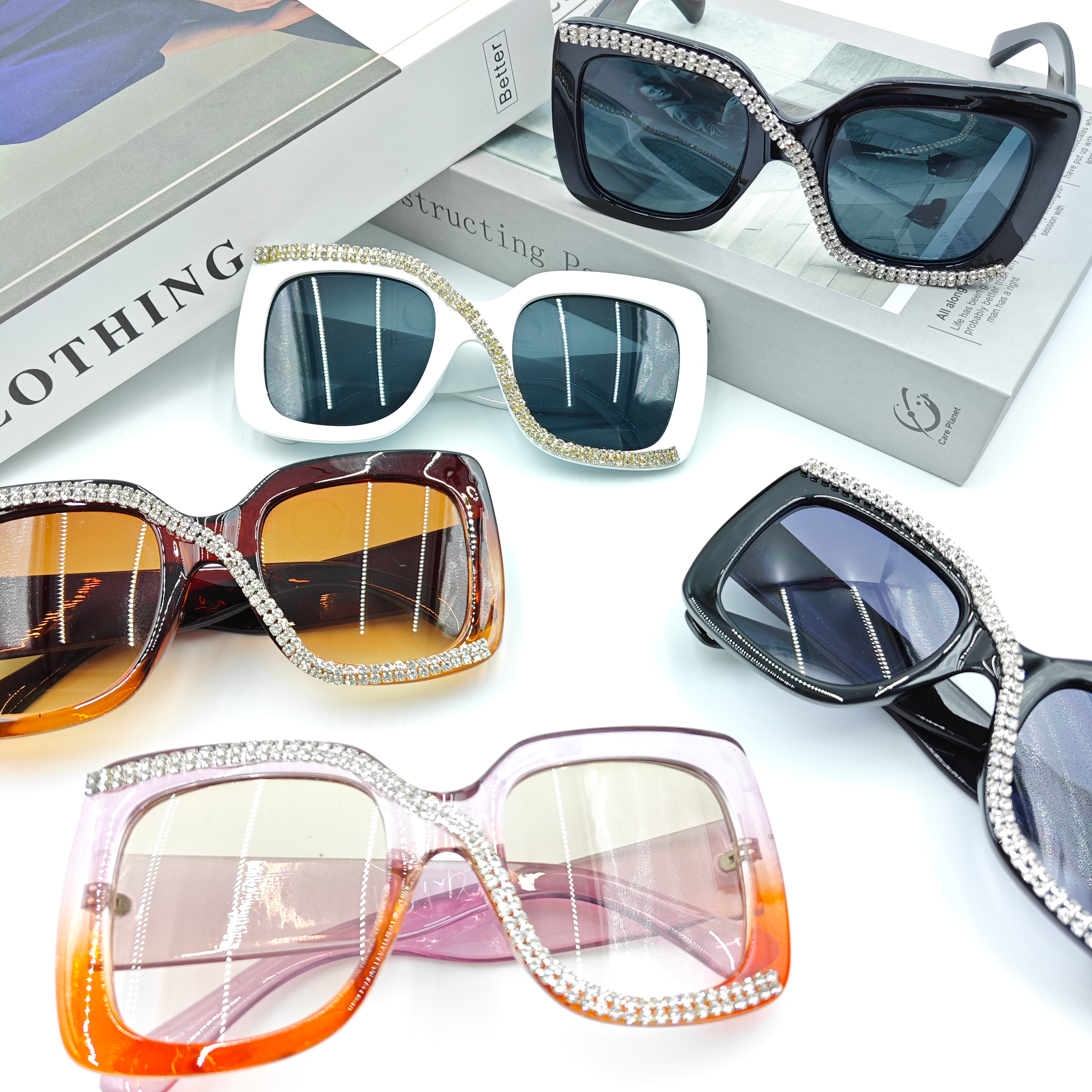 S SHAPED DIAMOND SUNGLASSES_CWASG0128