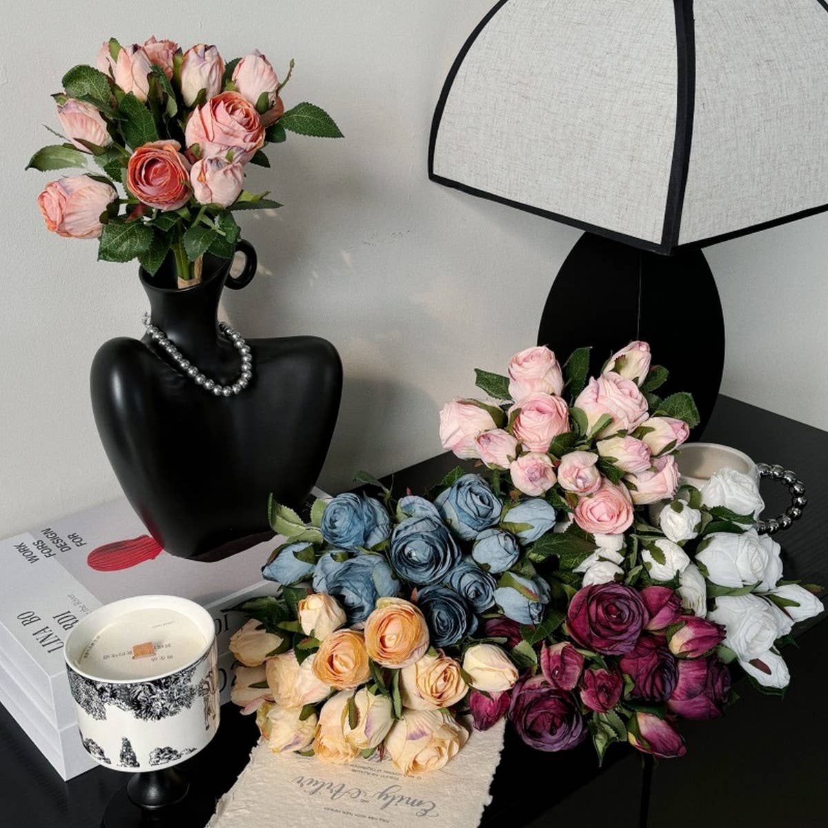 Vintage 2-Head Burnt Edge Mini Rose Bouquet_Cwmm6575