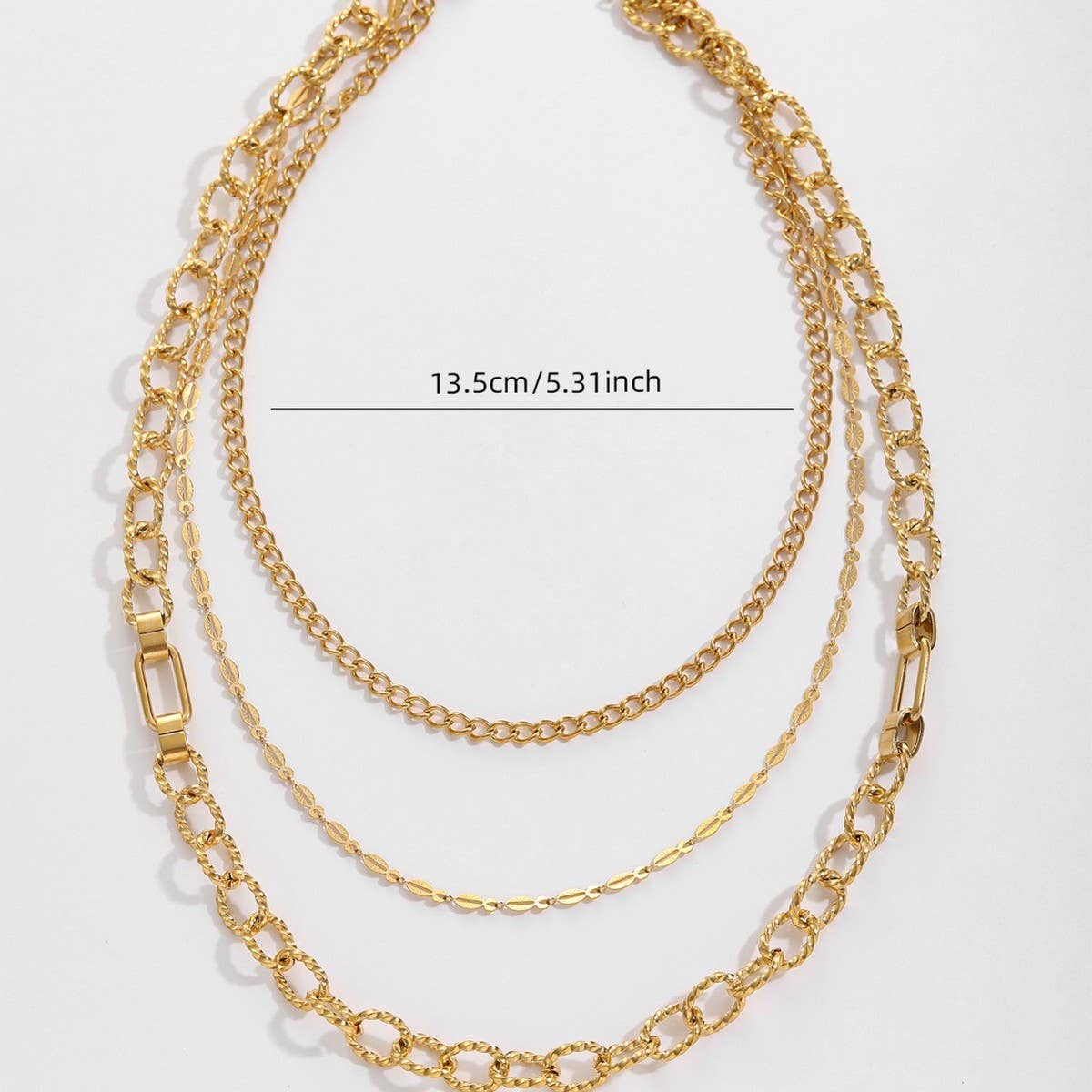 LAYERED STAINLESS STEEL 18K GOLD PLATED NECKLACE_CWMM3691