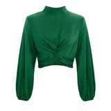 Twisted Lantern Sleeve Design Short Top