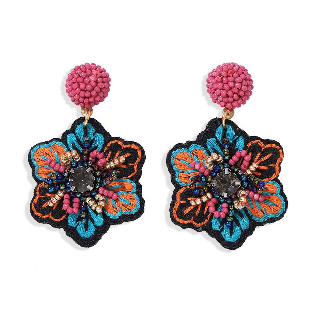 HANDMADE BEADED EMBROIDERY EARRINGS BOHO STYLE_CWMM6186