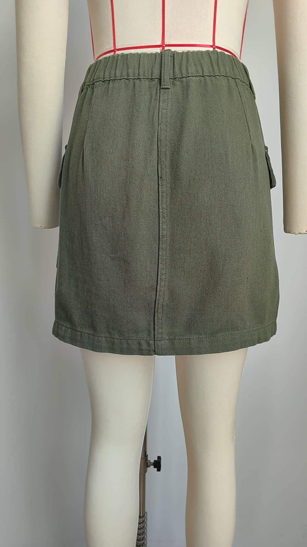 Washed Denim Cargo Skirt