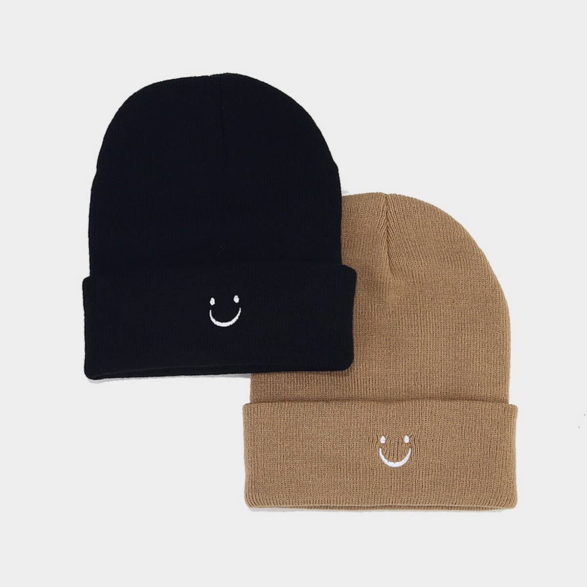 LITTLE SMILEY FACE SIMPLE EMBROIDERED KNITTED HAT_CWAH2070