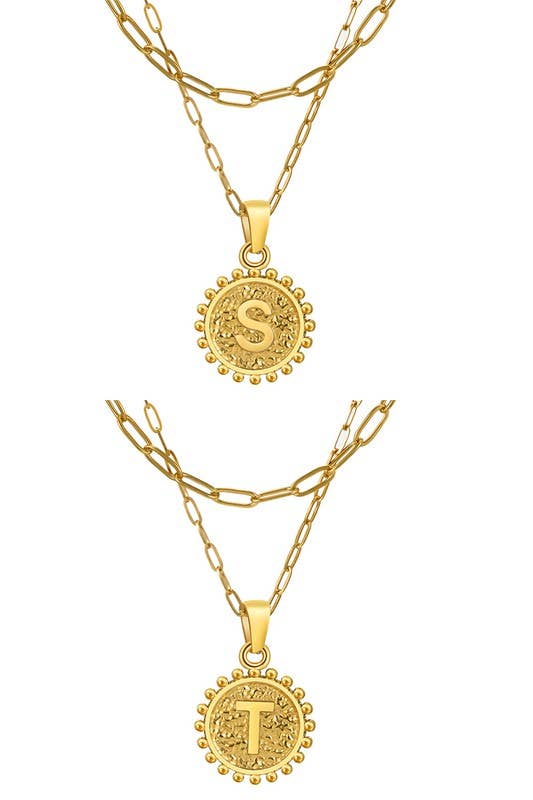 DOUBLE CHAIN INITIALS PENDANT NECKLACE_CWAJE106_B20621