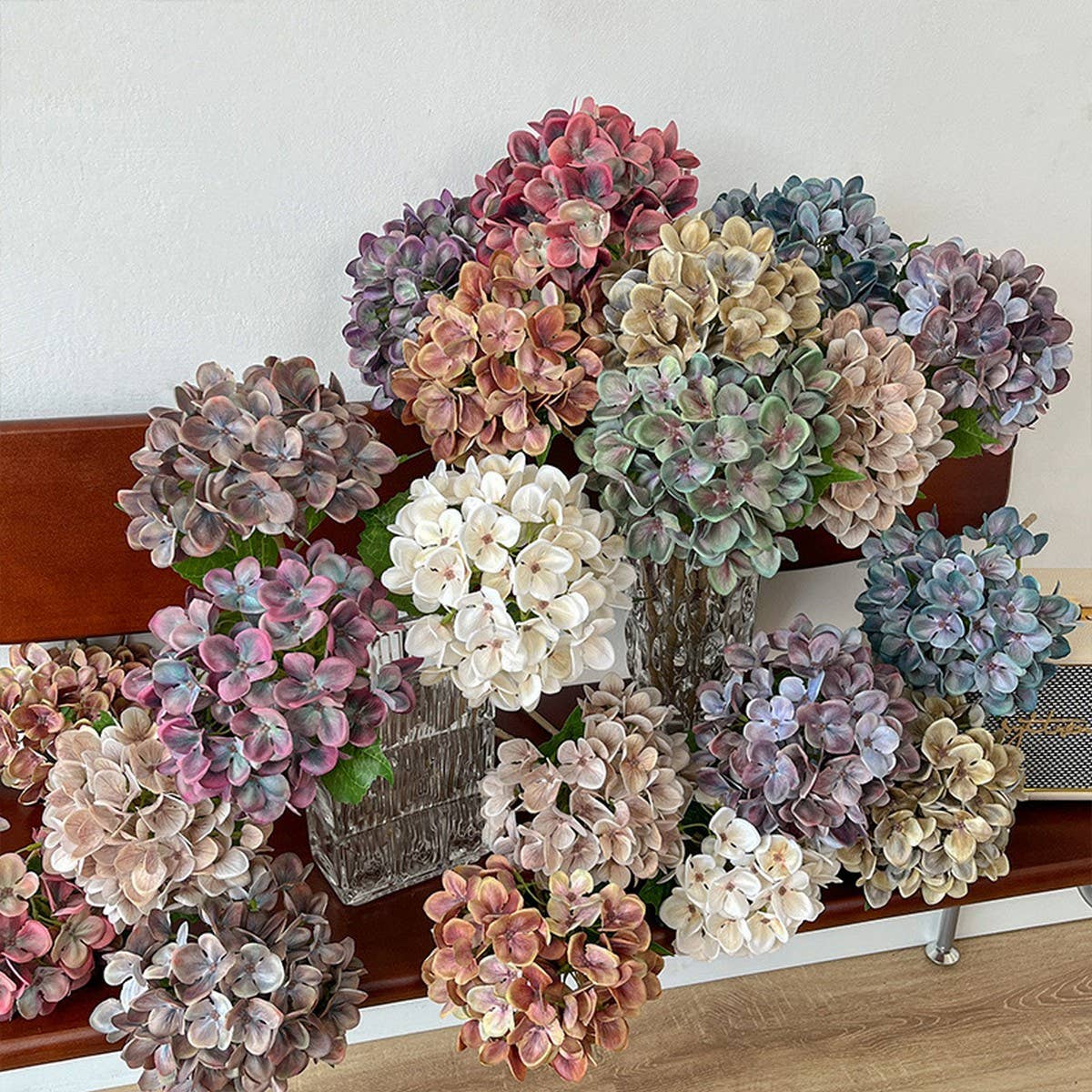 3D PRINTED AUTUMN HYDRANGEA STEM WITH 2 LEAVES_CWMM6517