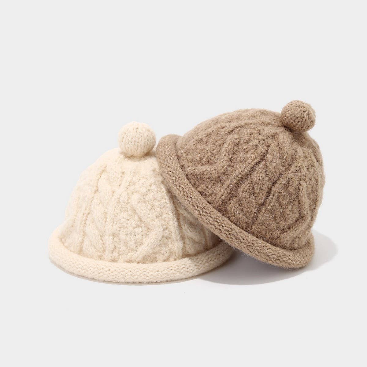 Winter Knit Beanie Cap Women Men Braided Dome Hat_Cwah04771