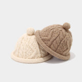 Winter Knit Beanie Cap Women Men Braided Dome Hat_Cwah04771
