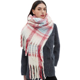 ROUND YARN TASSEL PLAID SCARF SHAWL FALL WINTER_CWASC1278