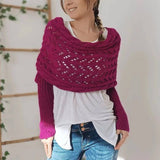 Cwasc1793_Twisted Hollow Long Sleeve Shawl Collar Scarf