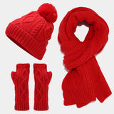 CABLE KNIT HAT SCARF AND GLOVES THREE PIECE SET_CWAH1580