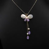 NEW SHELL BUTTERFLY NATURAL PEARL NECKLACE_CWAJE3831