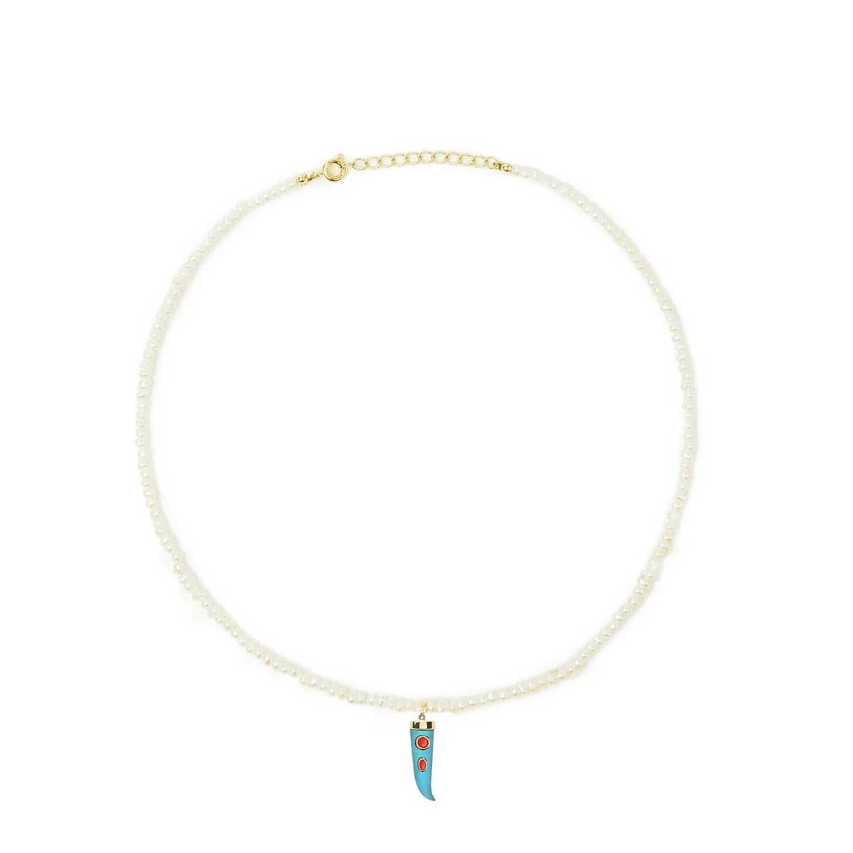 COLORFUL CHILI PEARL BEAD NECKLACE RETRO CHIC_CWMM6955