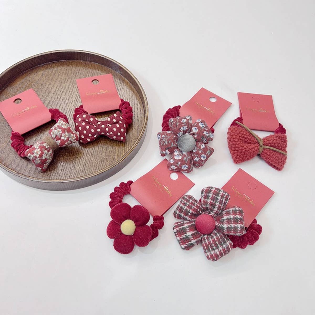 NEW RED BIG FLOWER BOW HAIR TIE_CWAHA1841