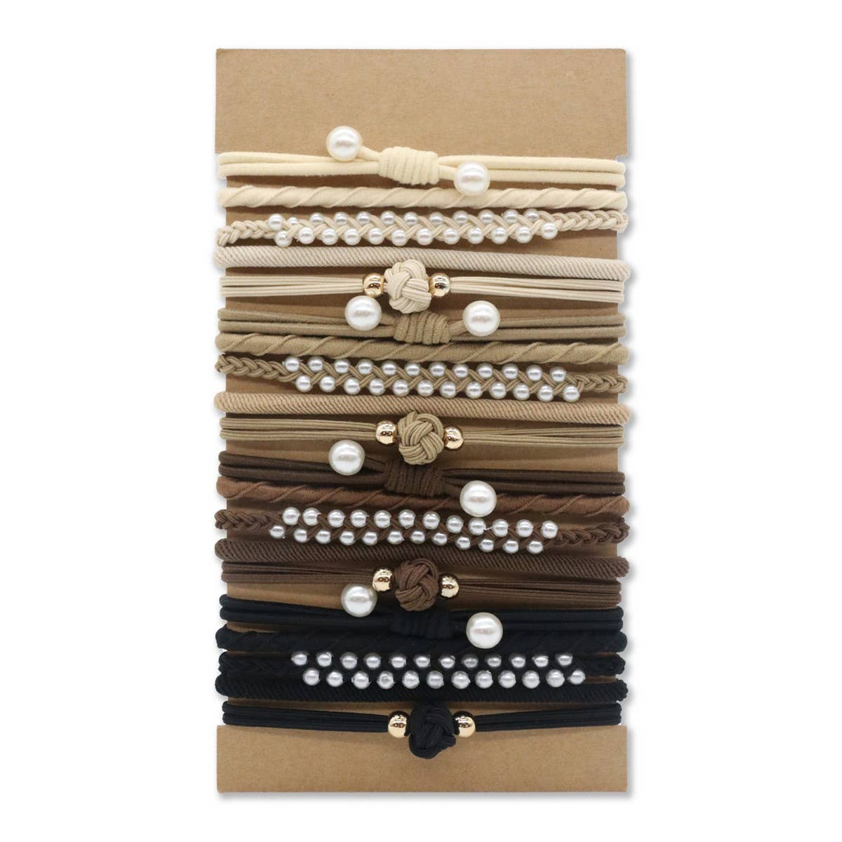 RETRO BROWN CARD HOLDER HAIR SCRUNCHIES_CWAHA2716