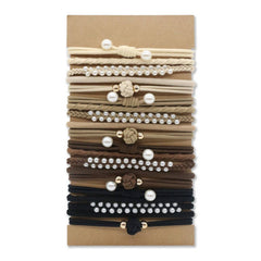 RETRO BROWN CARD HOLDER HAIR SCRUNCHIES_CWAHA2716