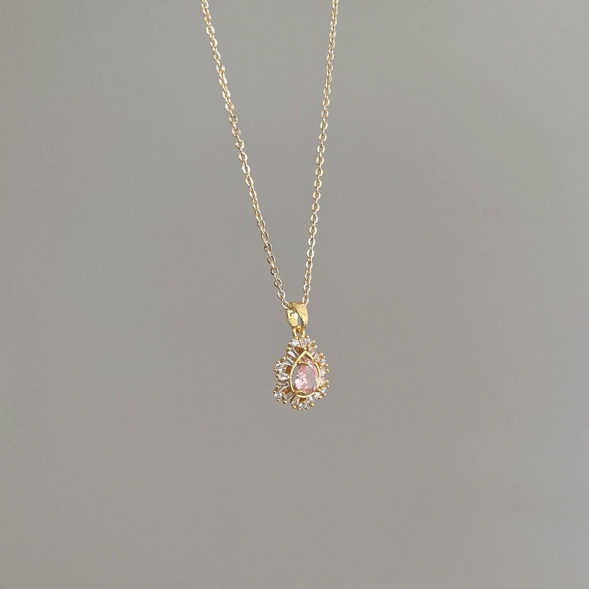 2024 NEW SIMPLE PINK WATER DROP NECKLACE_CWAJE1262