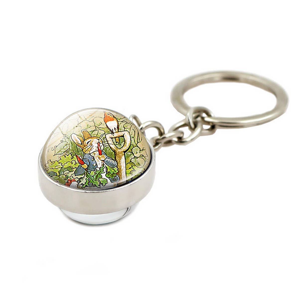 EASTER RABBIT CRYSTAL GLASS BALL PENDANT KEYCHAIN_CWMM0497
