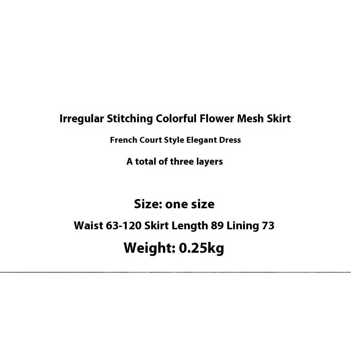 COLORFUL FLORAL MESH PRINT PLEATED TULLE SKIRT_CWBLS0399