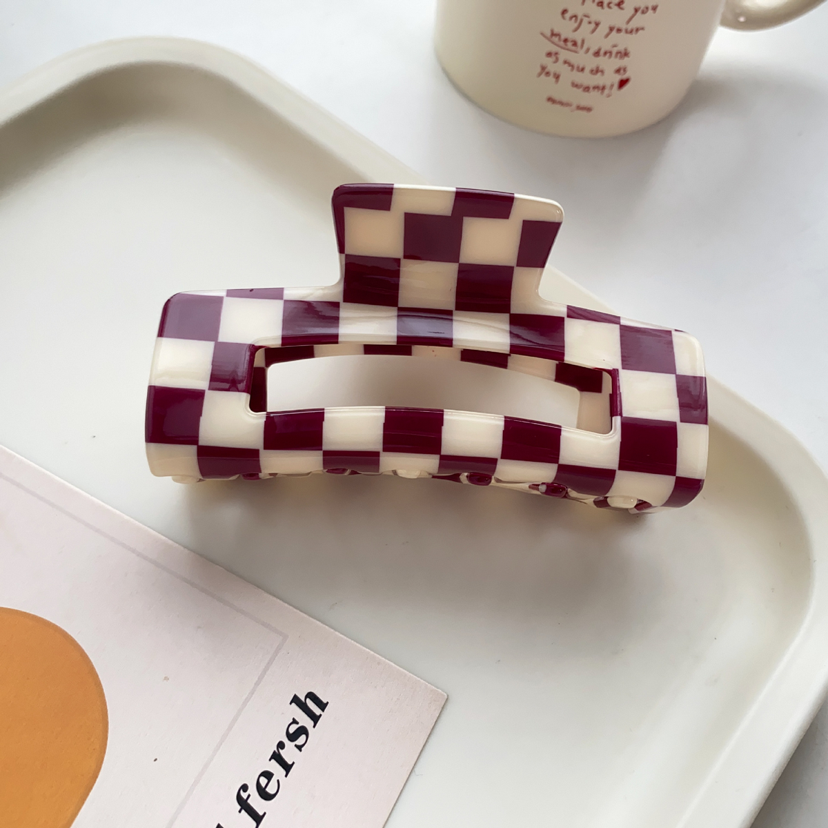 Checkerboard Hair Claw ? Candy Color Acetate Look_Cwmm10084
