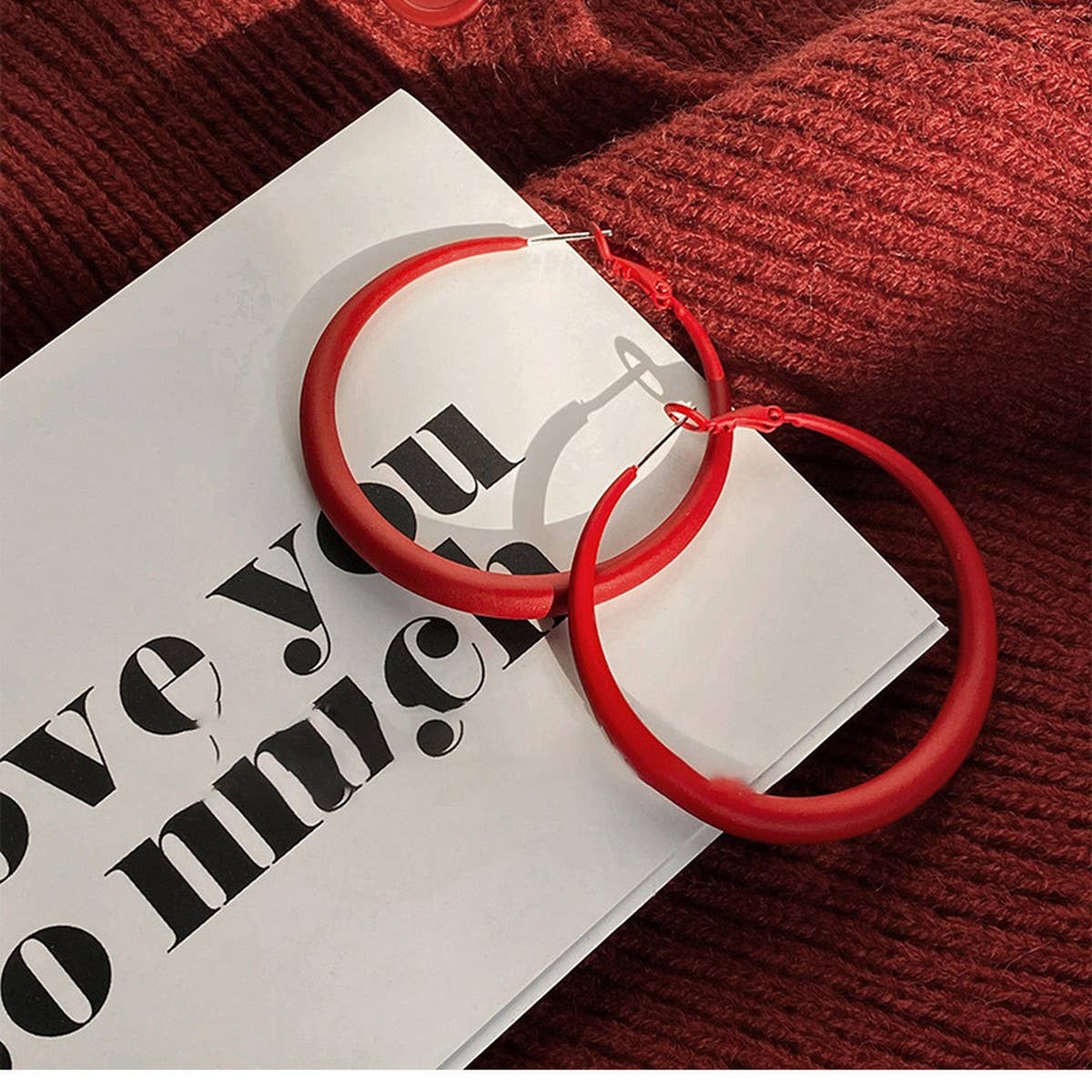 RED GEOMETRIC EARRINGS MINIMALIST EARRINGS_CWAJE2066