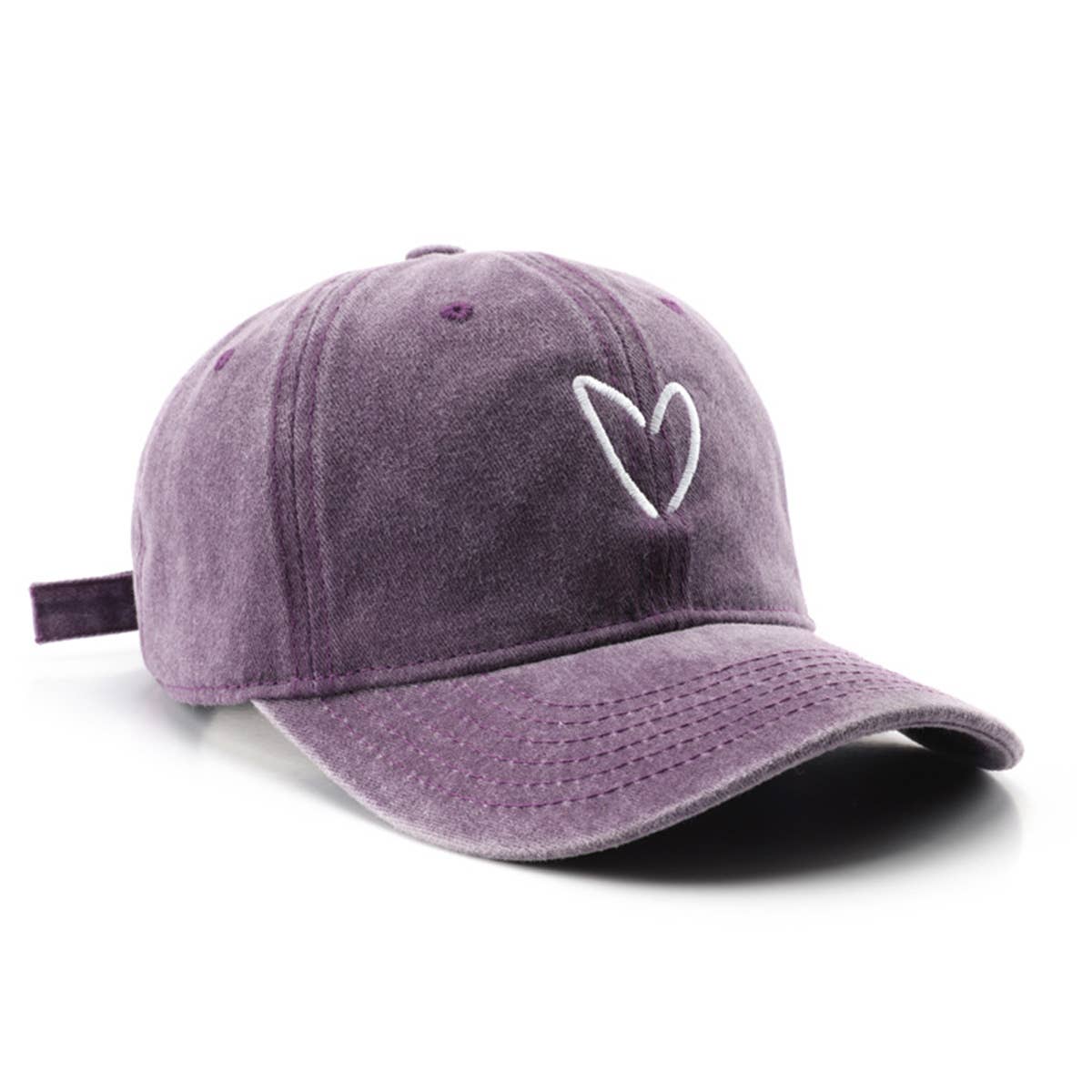 VINTAGE WASH HEART EMBROIDERY BASEBALL CAP UNISEX_CWAH1271
