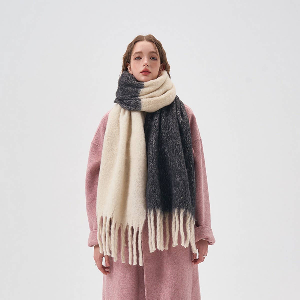 COLORBLOCK FAUX CASHMERE LONG SCARF FOR WINTER_CWASC2293