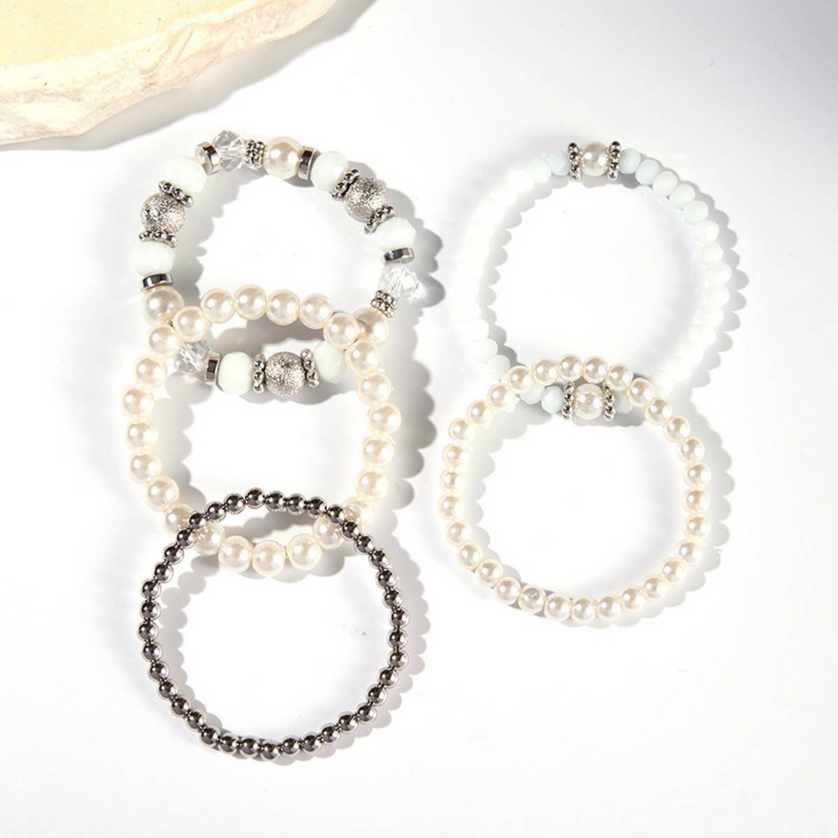 SIMPLE CRYSTAL BEADED STRETCH BRACELET SET_CWMM3529