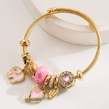 Trendy Elephant Charm Steel Couple Bracelet_Cwmm8598