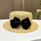RETRO VACATION TRAVEL SUNSHADE BOW STRAW HAT_CWAH1215