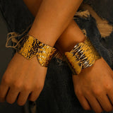 Wide Irregular Open Cuff In 18K Stainless Steel