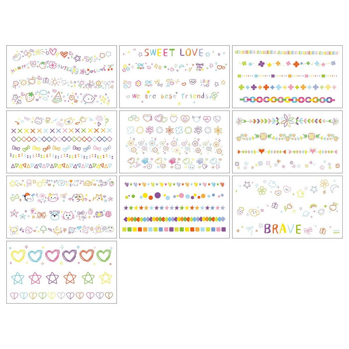 SUMMER FLOWER HEART TATTOOS FINGER STICKERS_CWMM8227