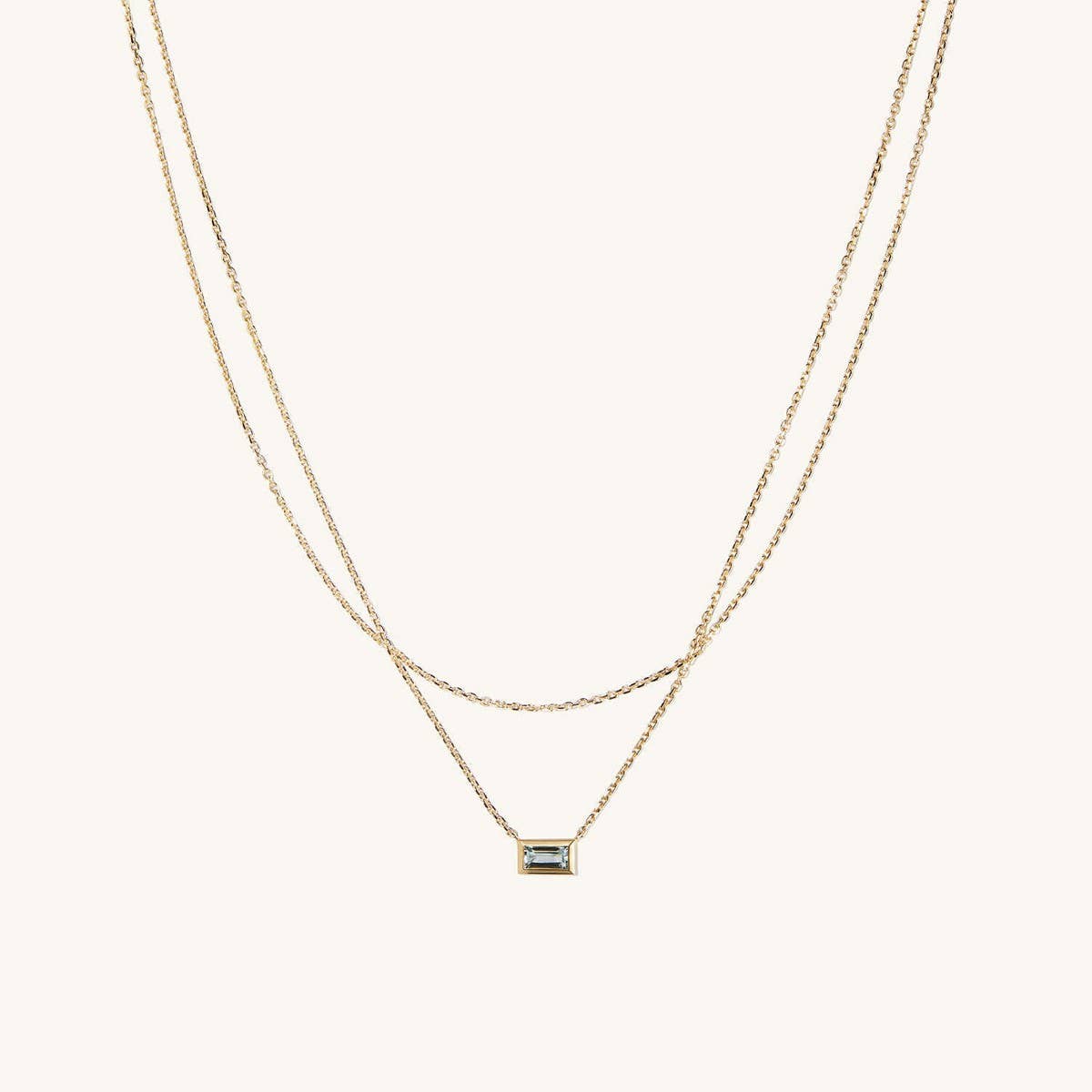 SIMPLE DOUBLE LAYER CUBE ZIRCON NECKLACE_CWMM5665