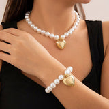 IMITATION PEARL HEART SHAPED PENDANT NECKLACE_CWAJE1166