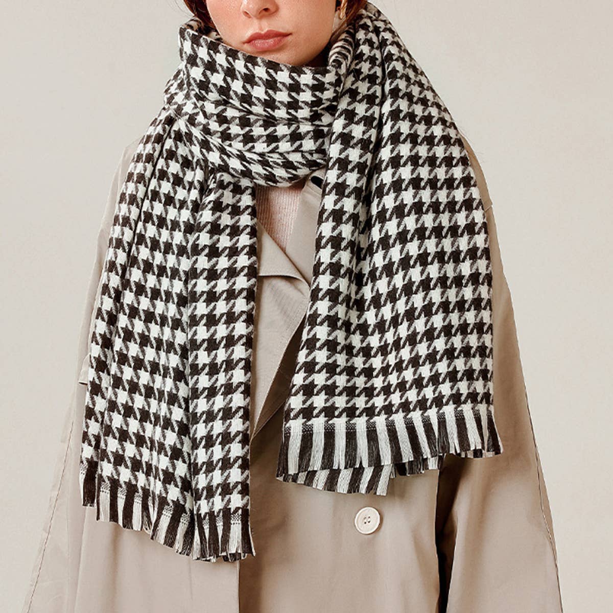 Women Fashion Sweet Thousand Birds Plaid Scarf