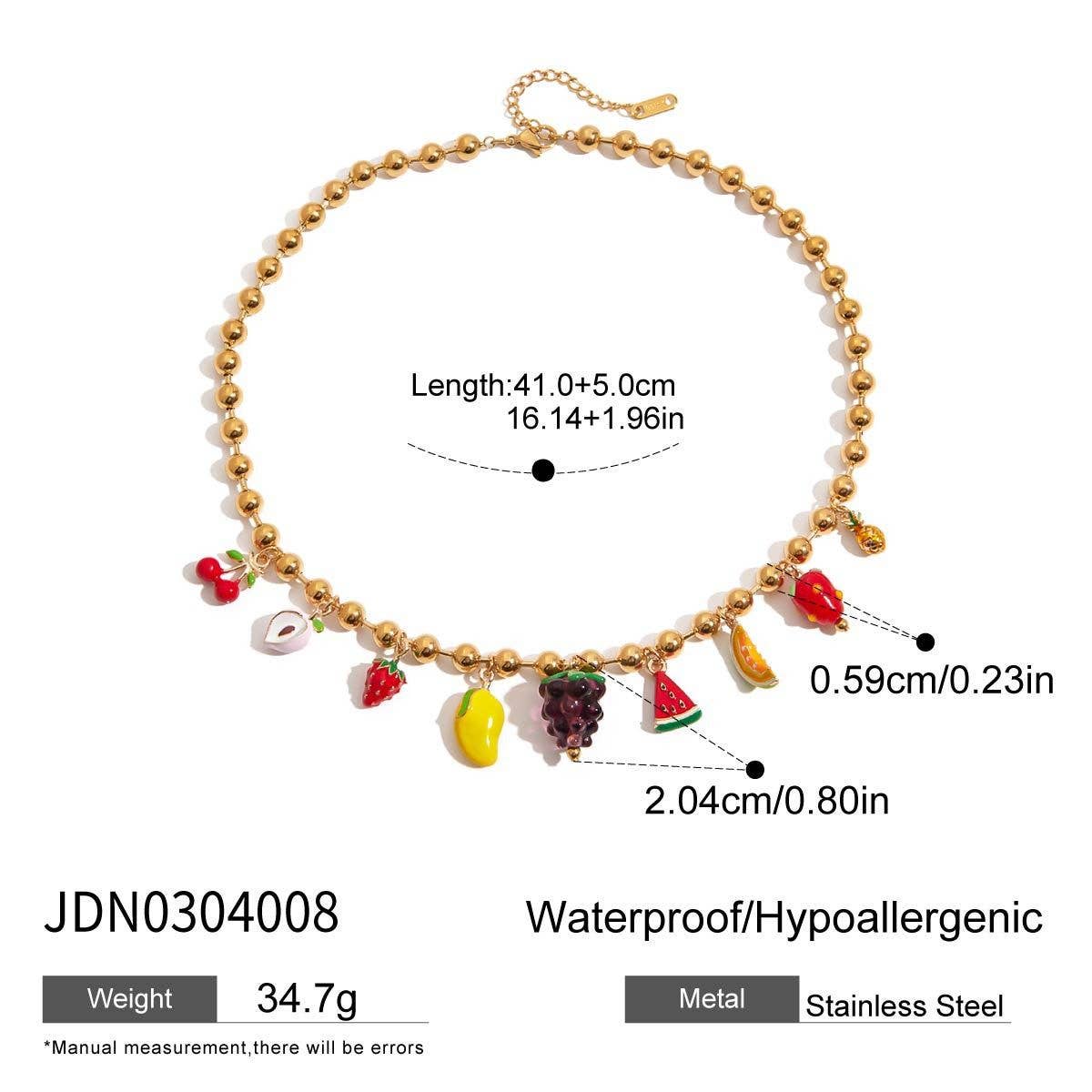 ELEGANT 18KGOLD STAINLESSSTEEL FRUIT CHARMBRACELET_CWAJE4831