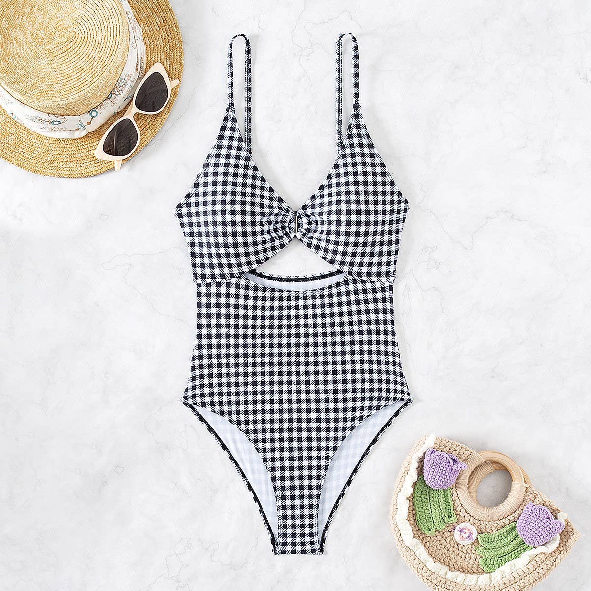 LEOPARD PRINT SLIM CUT OUT BIKINI SWIMSUIT_CWMW0620