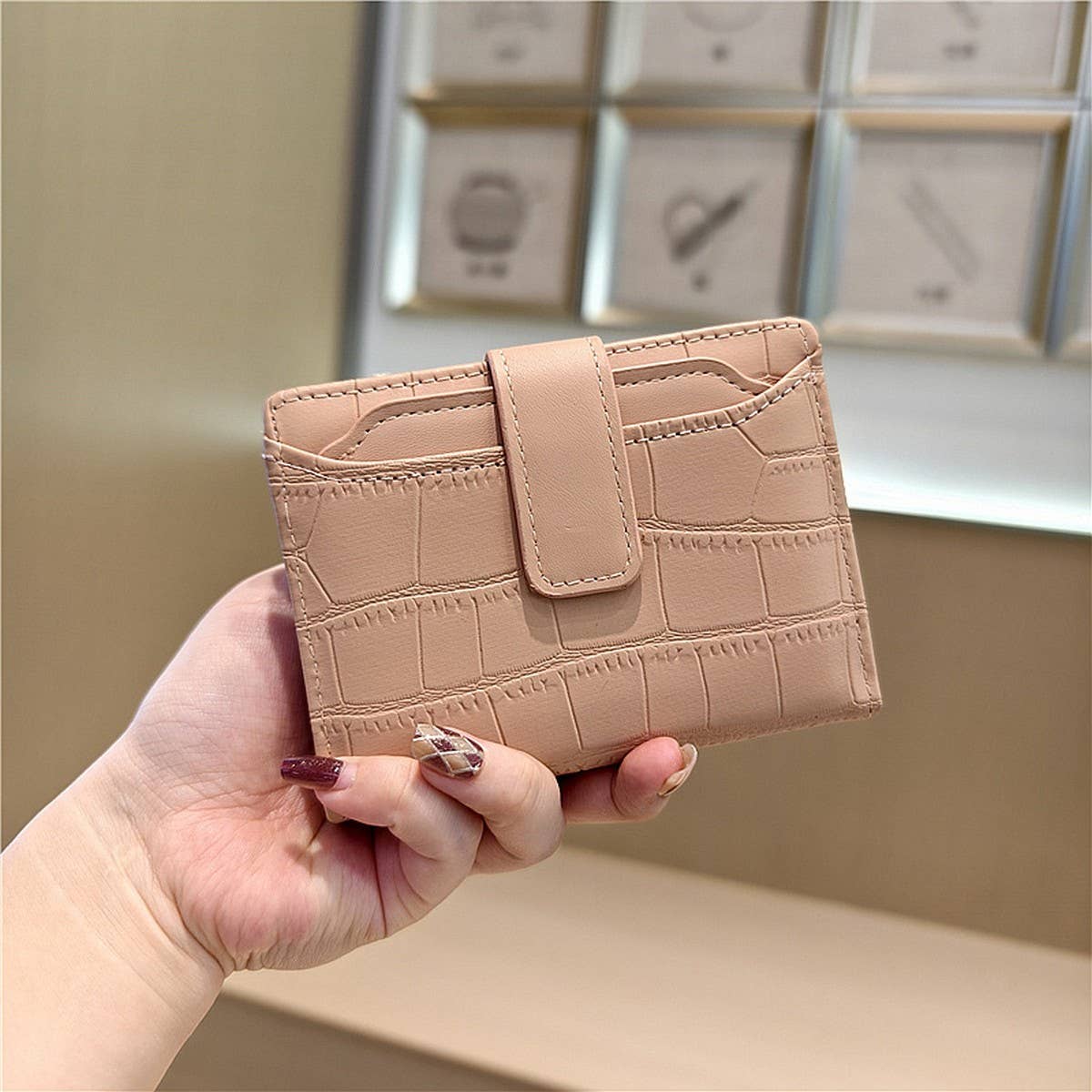 Stone Pattern Bifold Foldable Leather Wallet_Cwab06206