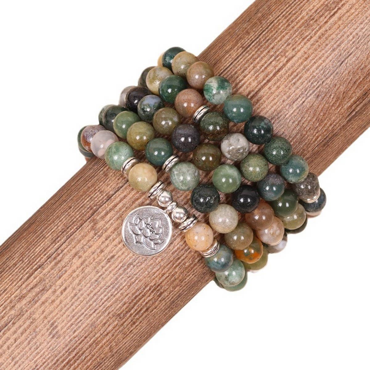 108 INDIAN STONE BEADED BRACELET WITH CHARM_CWAJE3934