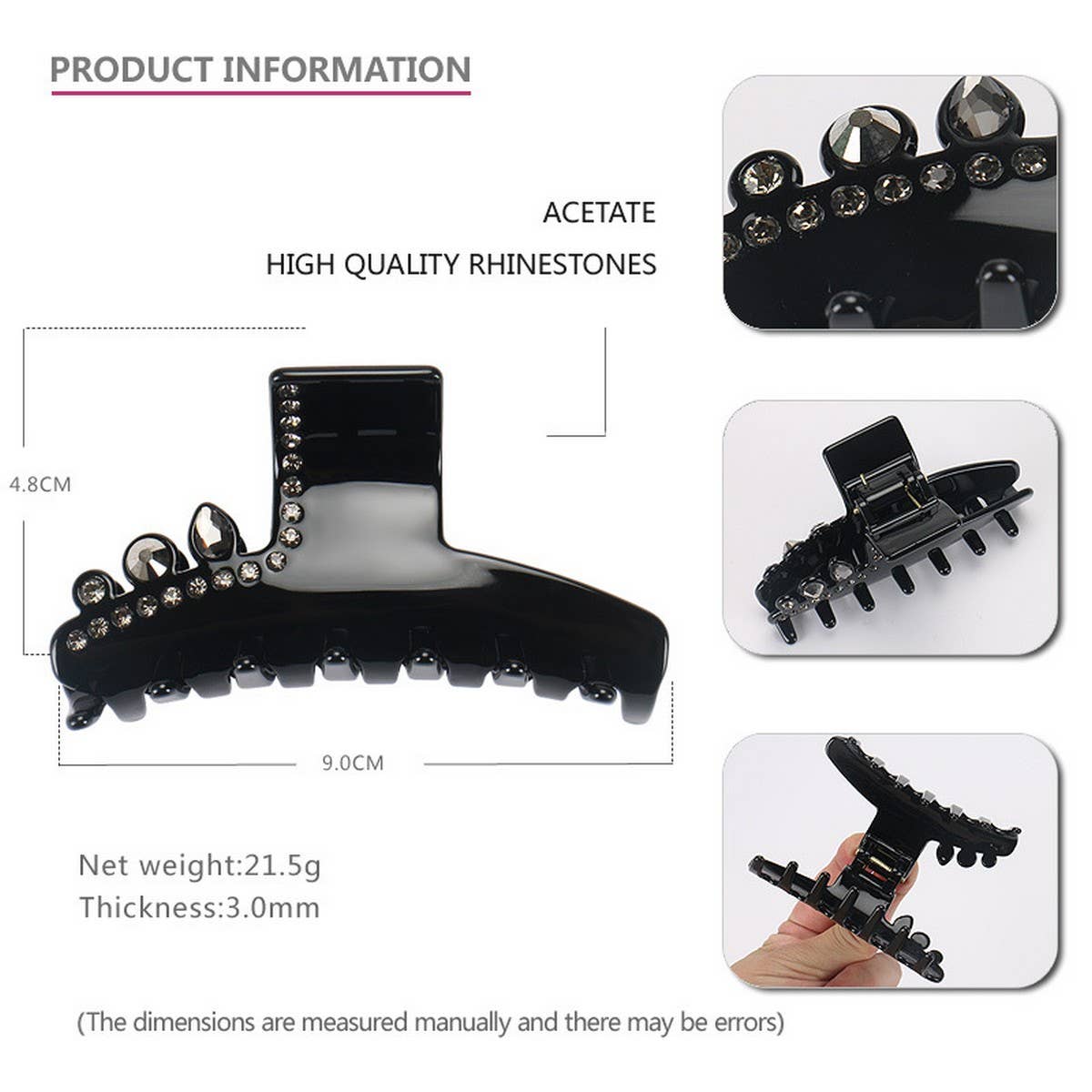 CRYSTAL CLIP ACETATE EXQUISITE HAIRPIN SHARK CLIP_CWAHA4270