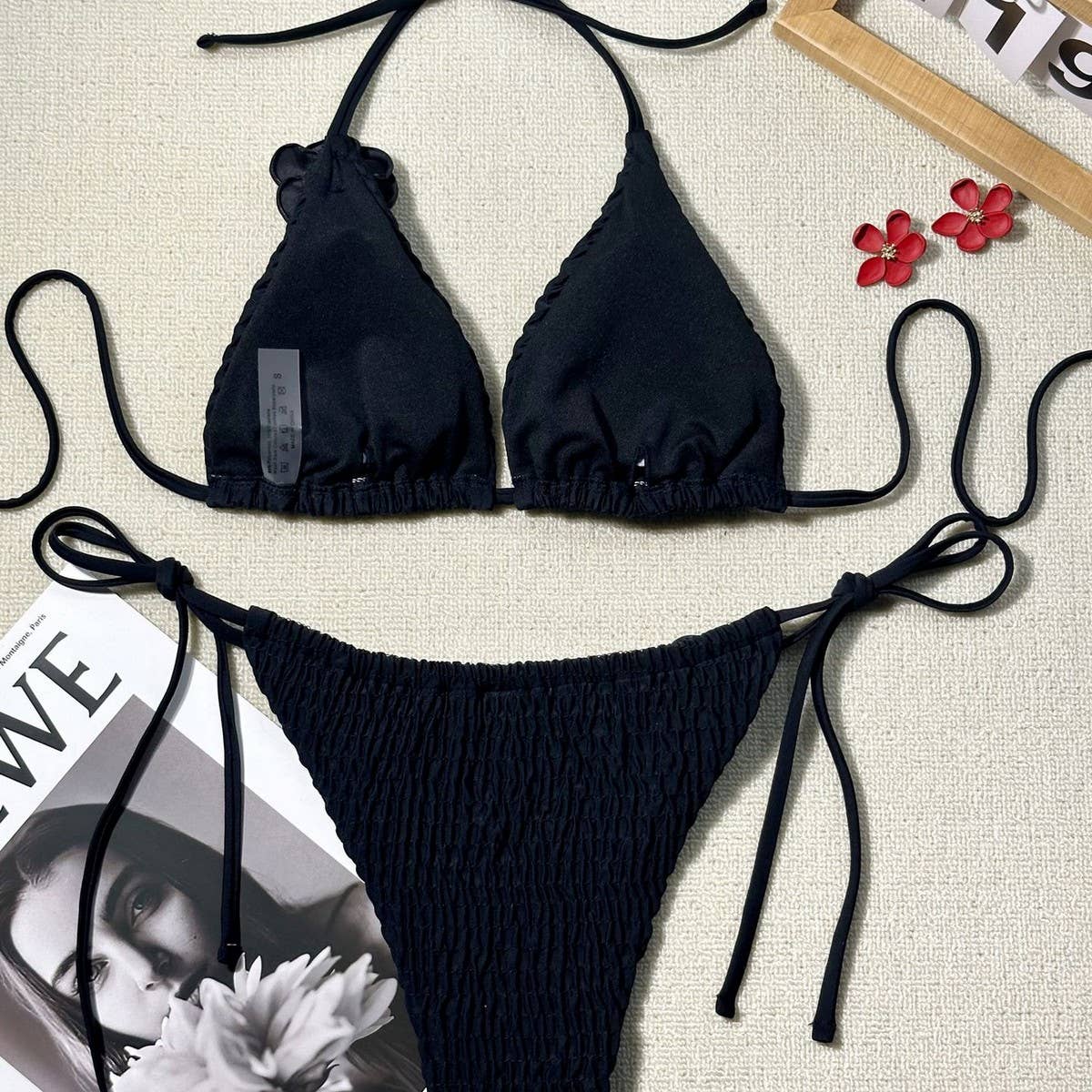 3D FLORAL BIKINI SET SEXY TRIANGLE CUP SWIMSUIT_CWMW0687