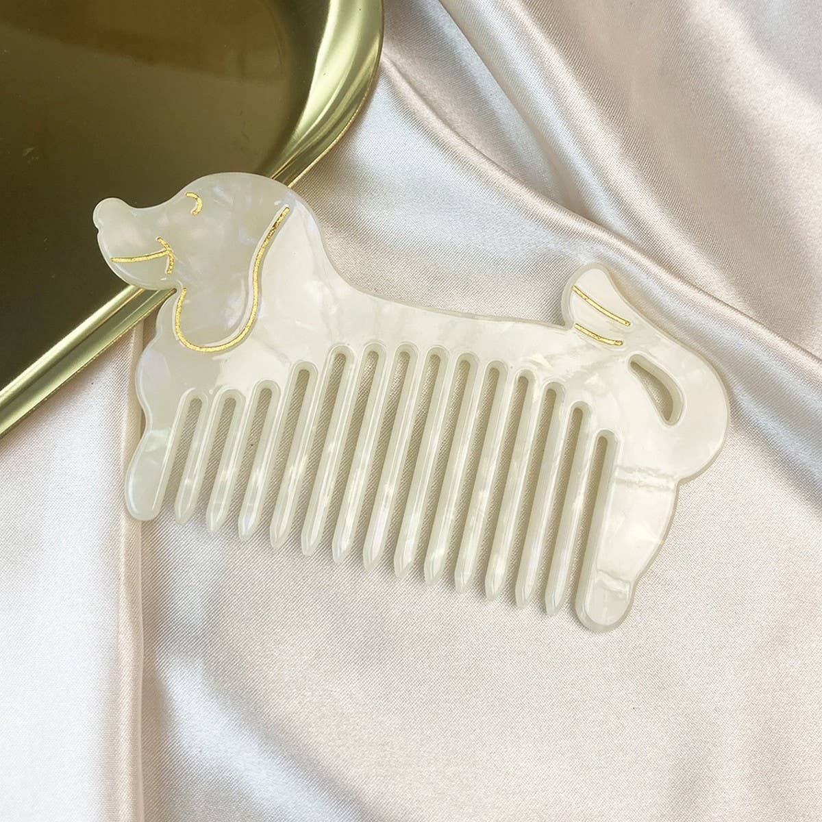 CUTE DOG ACETATE WIDE TOOTH COMB PORTABLE HAIR TOOL_CWMM6441