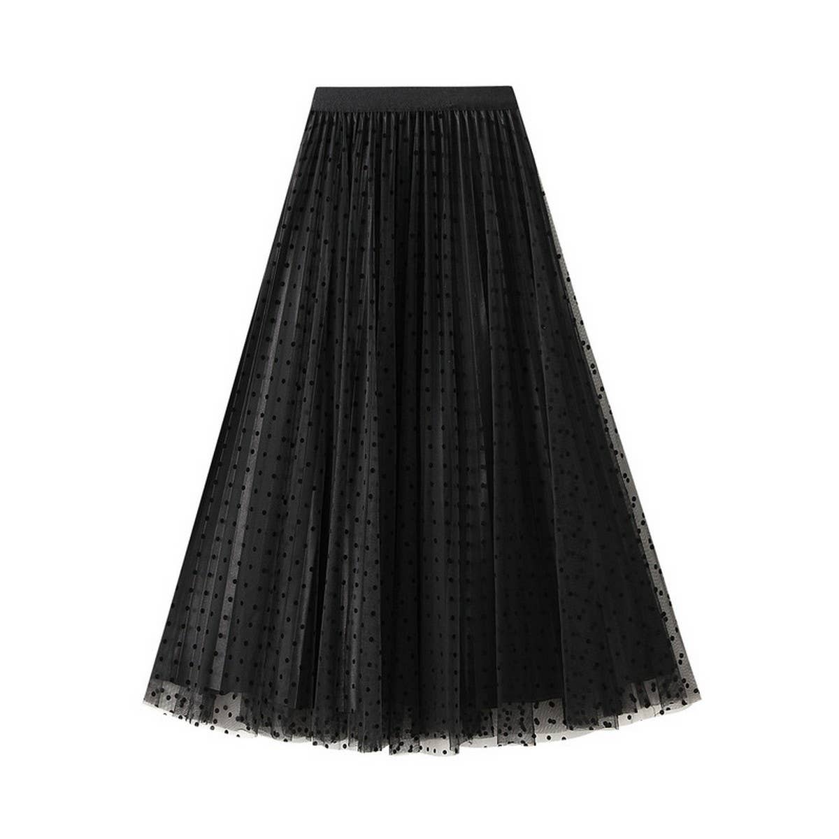 POLKA DOT MESH SKIRT REVERSIBLE A LINE SKIRT_CWBMS0314