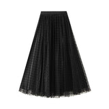 POLKA DOT MESH SKIRT REVERSIBLE A LINE SKIRT_CWBMS0314