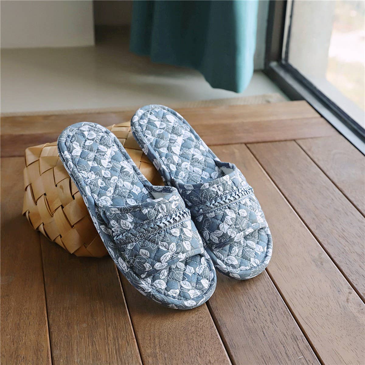 LINEN INDOOR SLIPPERS FOR HOME COUPLE WEAR_CWSHF0171