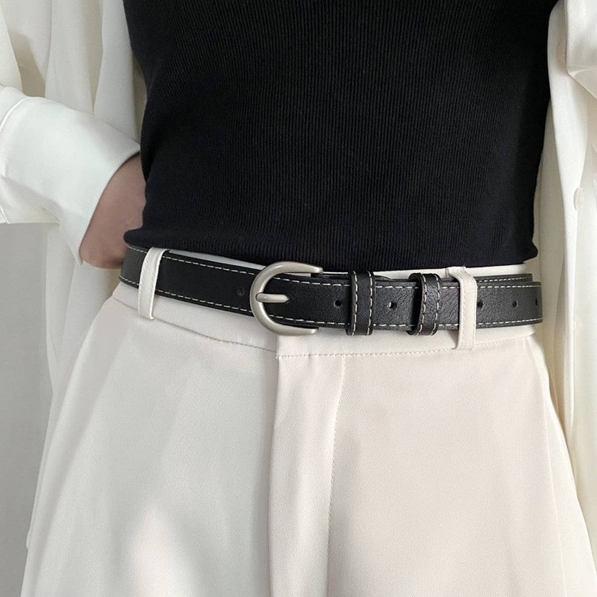 Vintage Silver Buckle Ladies All-Match Belt_Cwabe0664